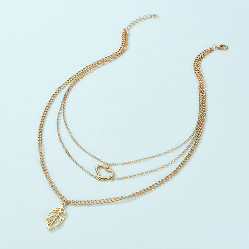 3-Piece Set of Layered Leaf Necklaces – Elegant Women's Jewelry in a Trendy Design