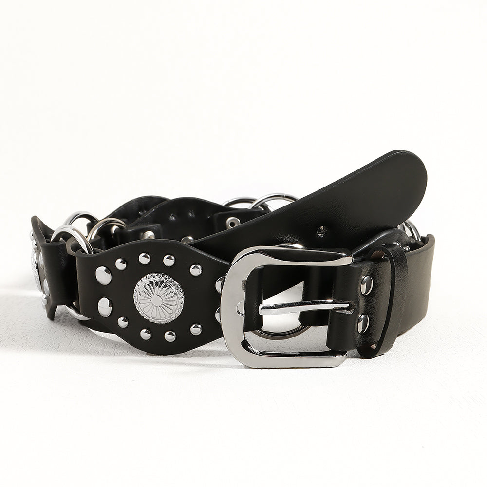 Vintage Belt Unisex | Studded Metal Buckle Punk Style