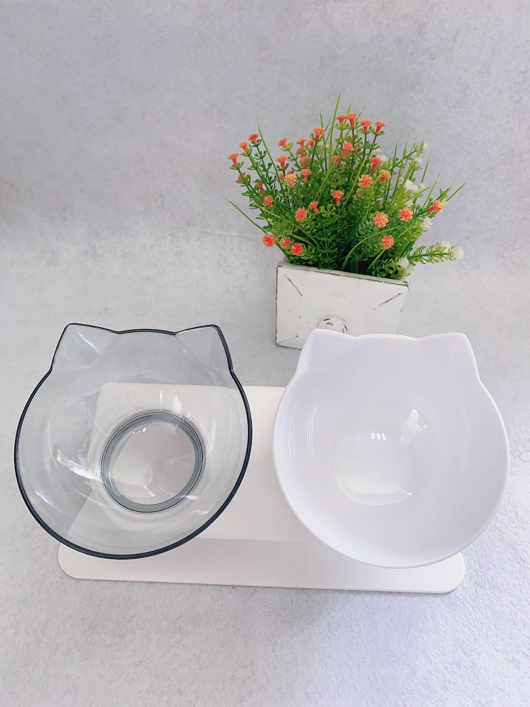 Double Bowl Dog Cat | Elevated Non-Slip Feeder Set