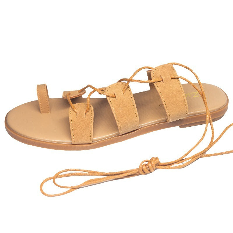 Women's Sandals Brown Roman Boho Summer Flip Flops Comfortable