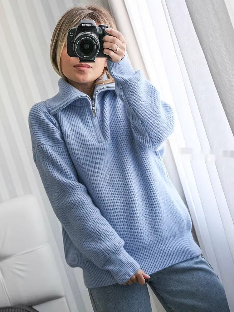 Warm Women's Wool Sweater – Elegant Cardigan for Autumn & Winter