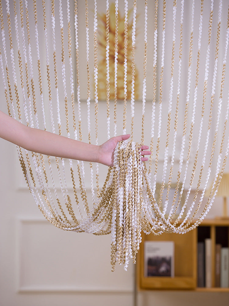 Beaded Door Curtain Silver | Elegant Room Divider Without Drilling