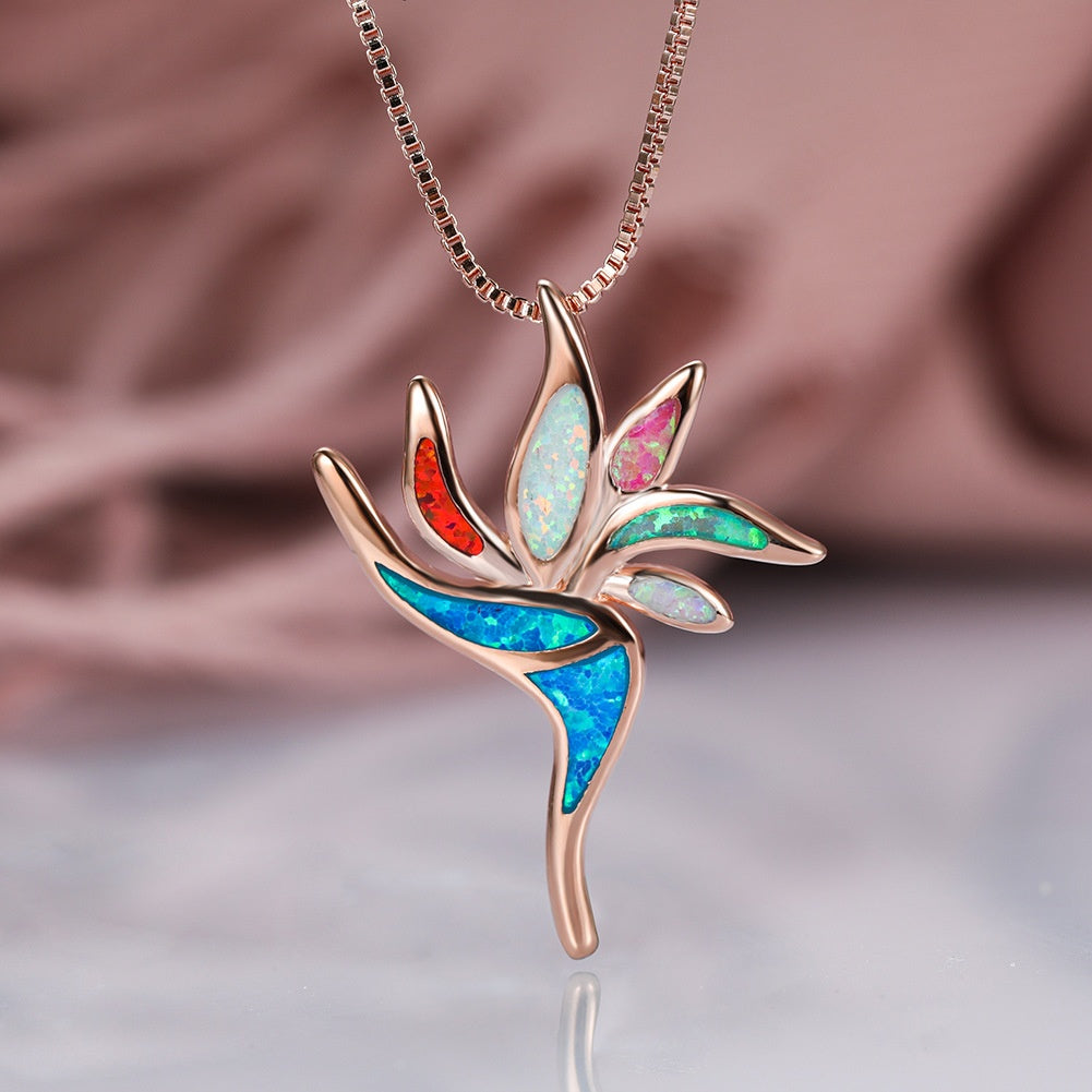 Peace Blossom Necklace with Opal – Elegant, Symbolic & Timeless