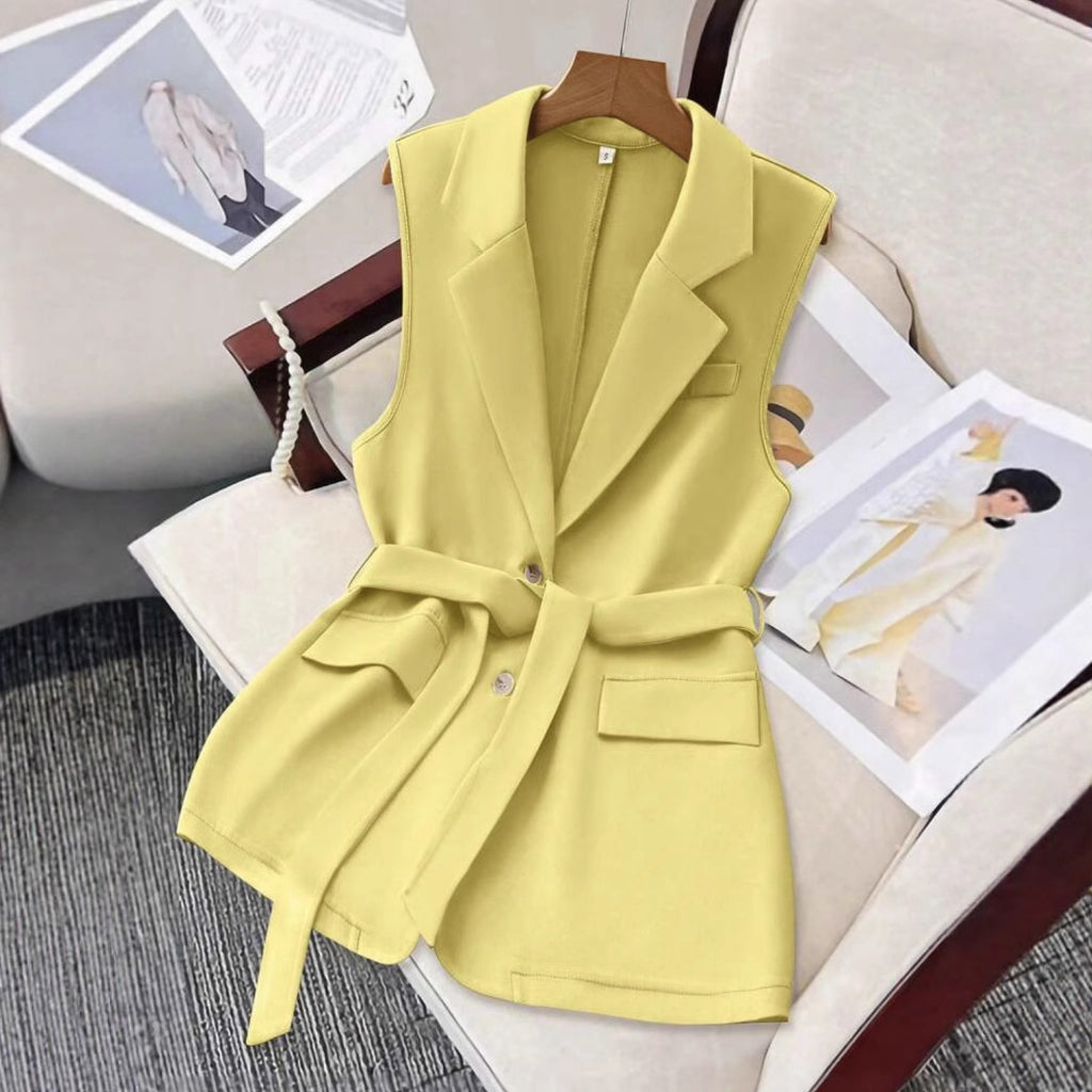 Damen Blazer-Weste mit Bindeband – Locker, Elegant & Modern