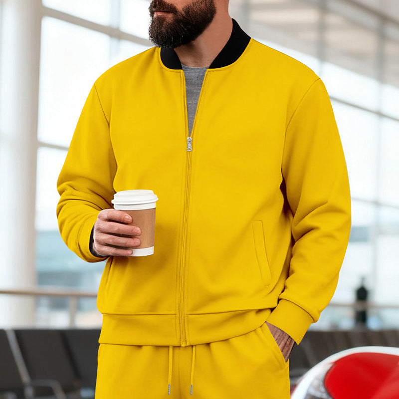 Men's Sport Casual Jacket with Stand-up Collar – Full-Zip Long Sleeve Jacket