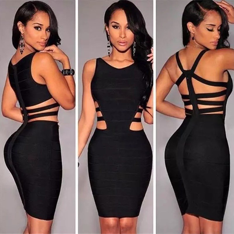 Women's Black Bandage Dress – Sleeveless, Sexy & Elegant