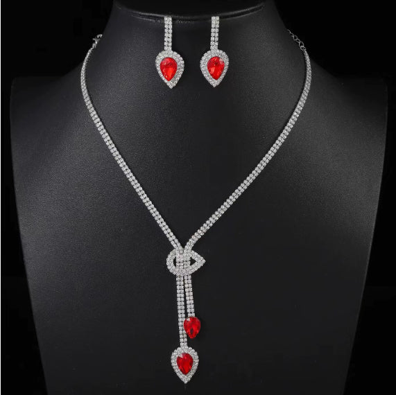 Elegant AAA Cubic Zirconia Jewelry Set - Necklace & Earrings in Modern Korean Design