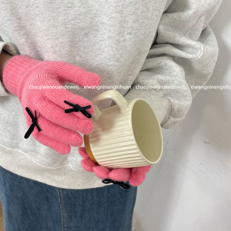 Damen Fingerlose Handschuhe mit Emoji Design – Korean Style