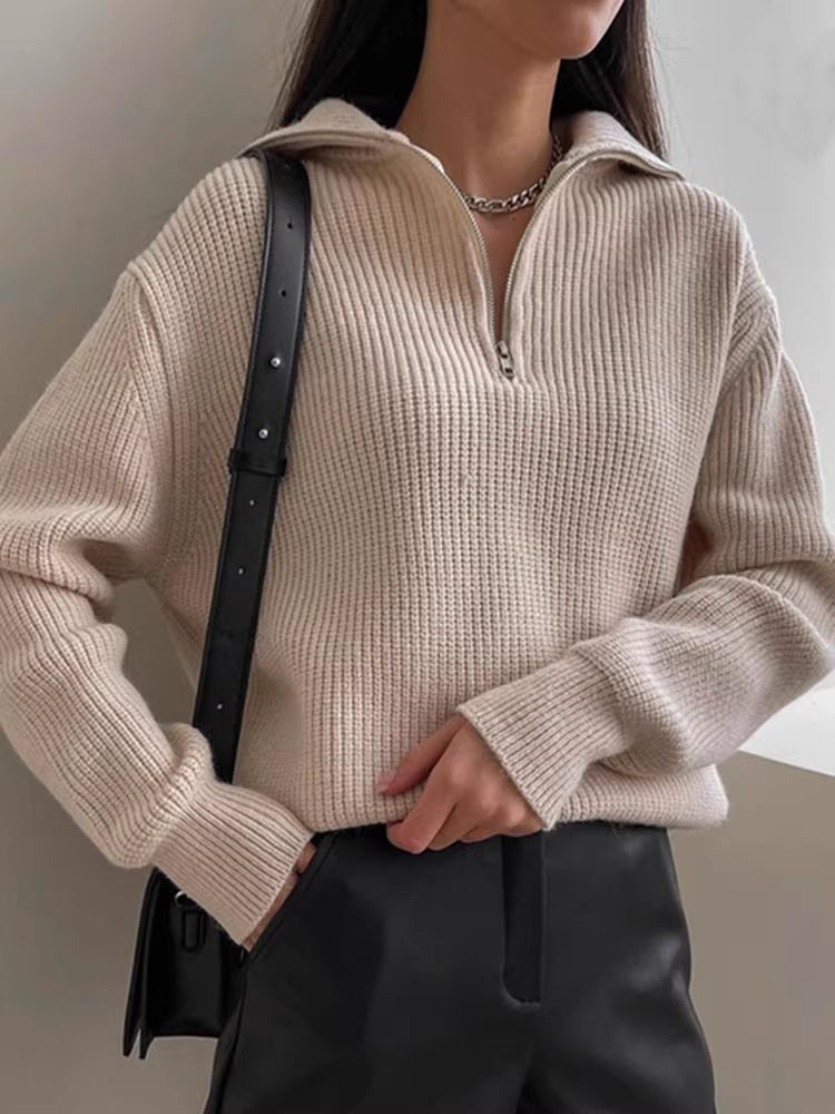 Warm Women's Wool Sweater – Elegant Cardigan for Autumn & Winter