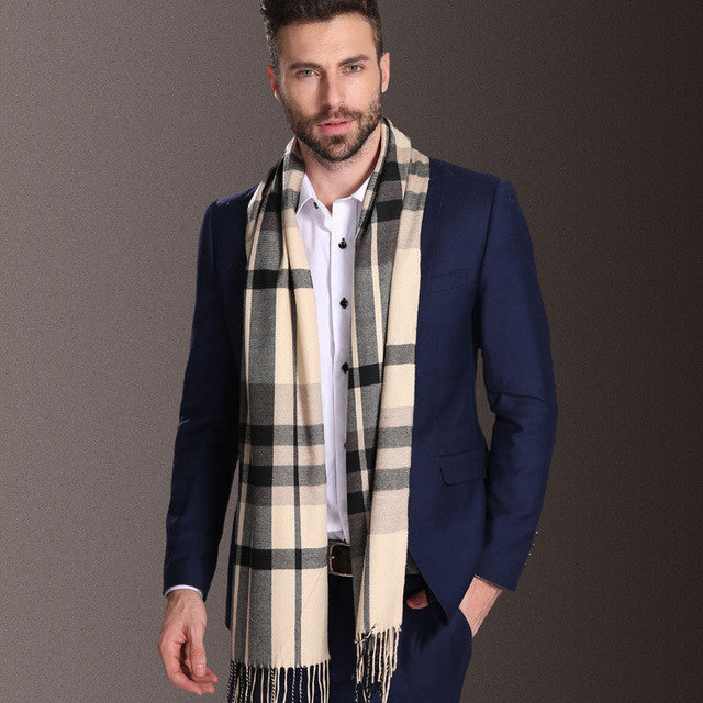 Men's Scarf Tartan Warm Winter Elegant European Style