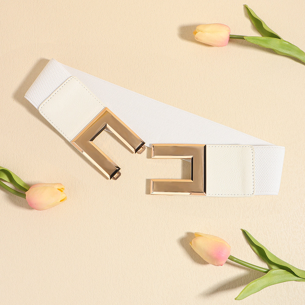 Women's Stretch Wide Belt | Elastic Metal Buckle Elegant