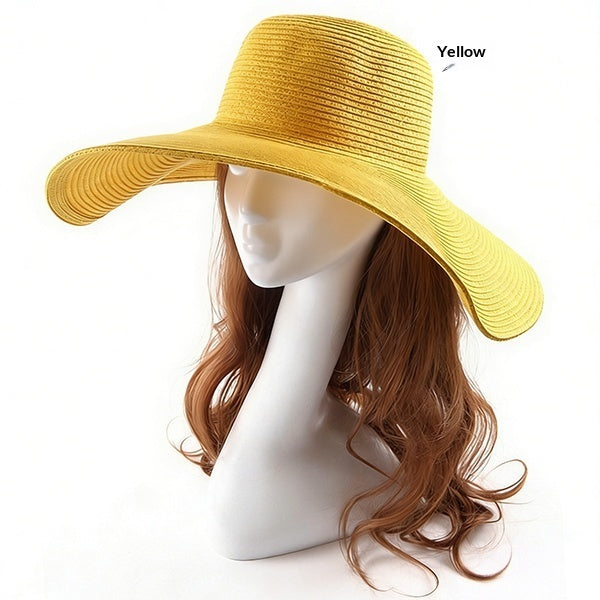 Women's Straw Hat with Large Brim – Round Crown Summer Hat DIY
