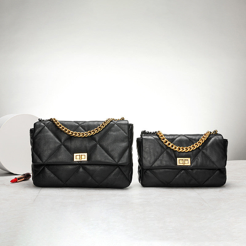 Lambskin Women's Bag Chain Shoulder Bag Rhombus Elegant