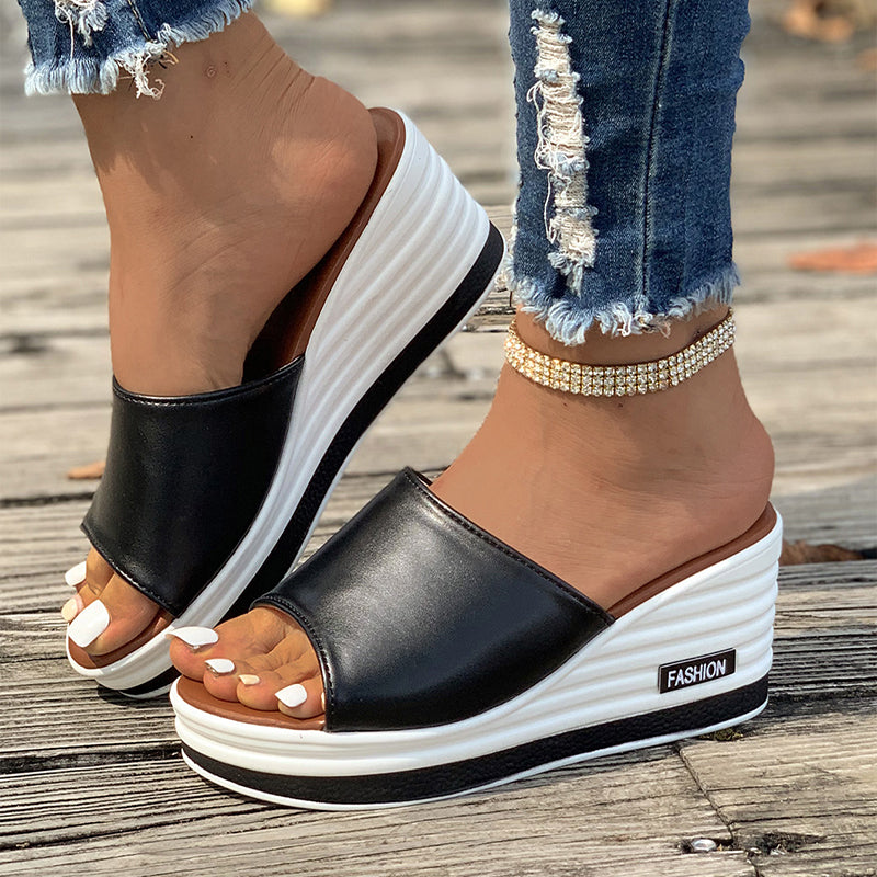 Damen Keilsandalen Fish Mouth | Cut Out Sommer Strand Schuhe