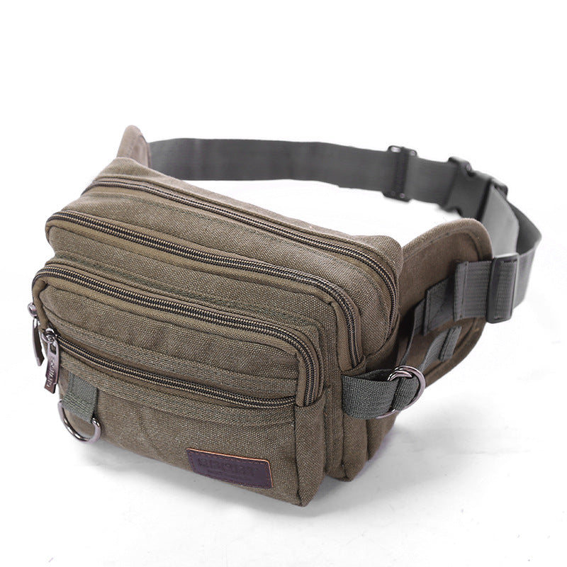 Men's Canvas Fanny Pack | 4-Pocket Outdoor Waist Bag