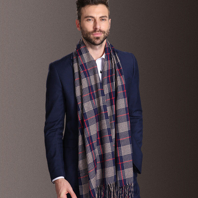 Men's Scarf Tartan Warm Winter Elegant European Style