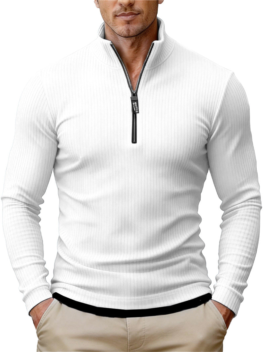 Men's Retro Half-Zip Knitted Sweater – Stand-Up Collar Sweater