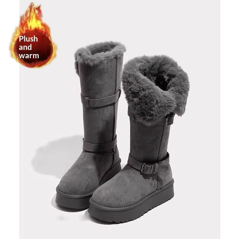 Women's Winter Boots Lined – Fashionable Mid-Calf Cotton Boots