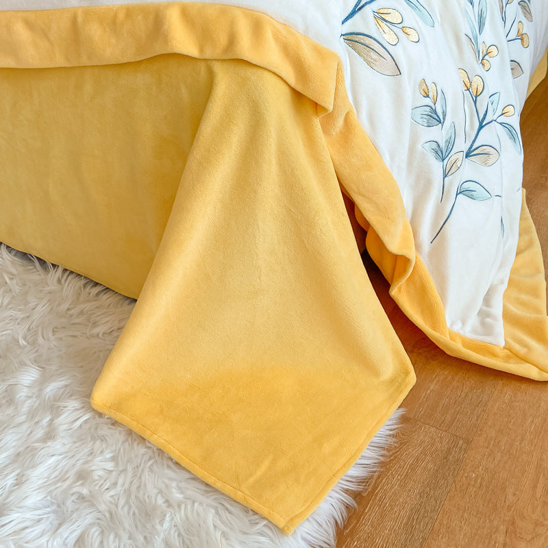Milk Velour Bedding Set 4-Piece | soft warm elegant embroidery