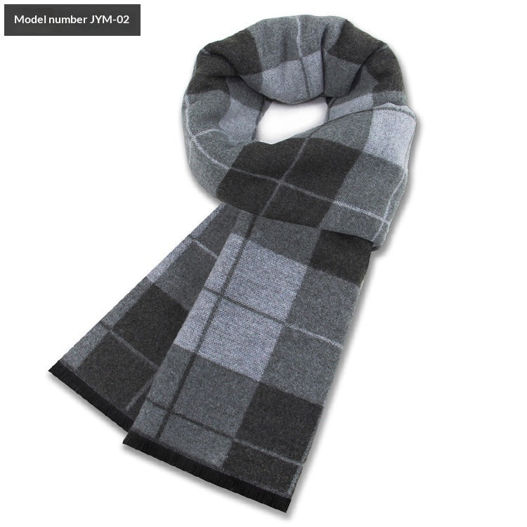 Men's Scarf Plaid Warm Wool Blend Winter Thick Elegant