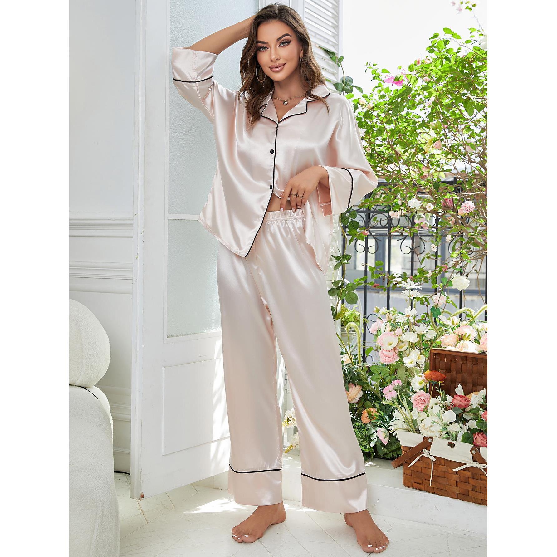 Women's Long Sleeve Pajama Set - Button-Up Shirt & Pants Sleepwear
