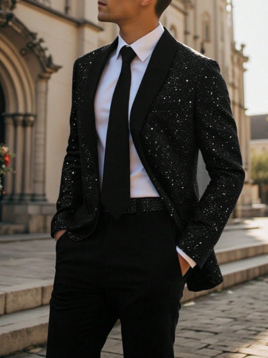 Men's Shiny Blazer Casual – Elegant Party Suit Jacket for Events