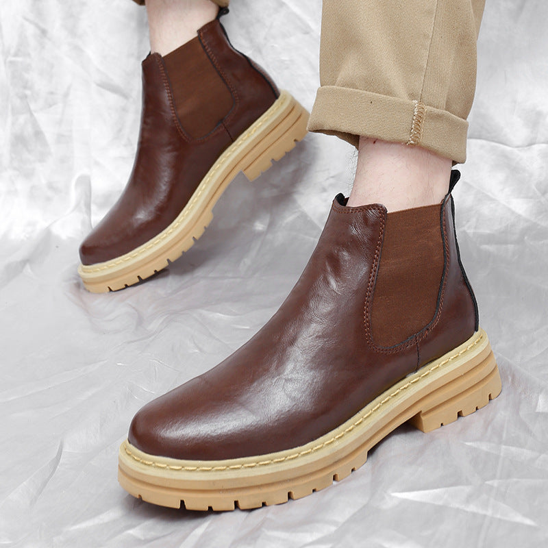 Men's Retro Work Boots with Fleece Lining – British Platform Winter Boots