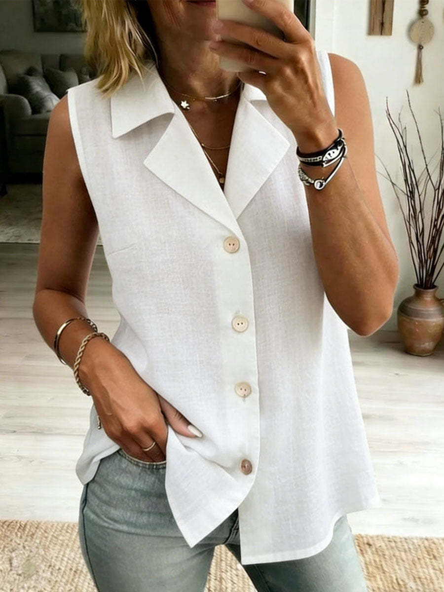 Women's Sleeveless Vest – Solid Color, Loose & Modern Casual