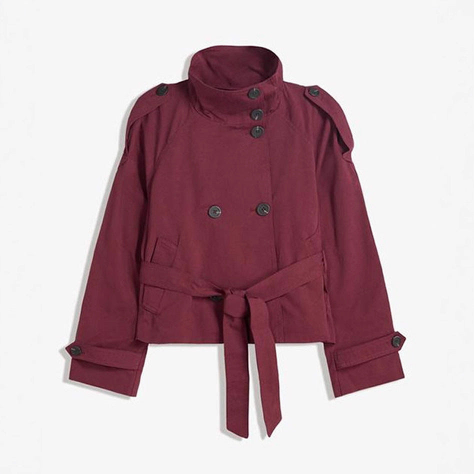 Eleganter Damen Trenchcoat – Tailliert, Schnürung & Knopfleiste