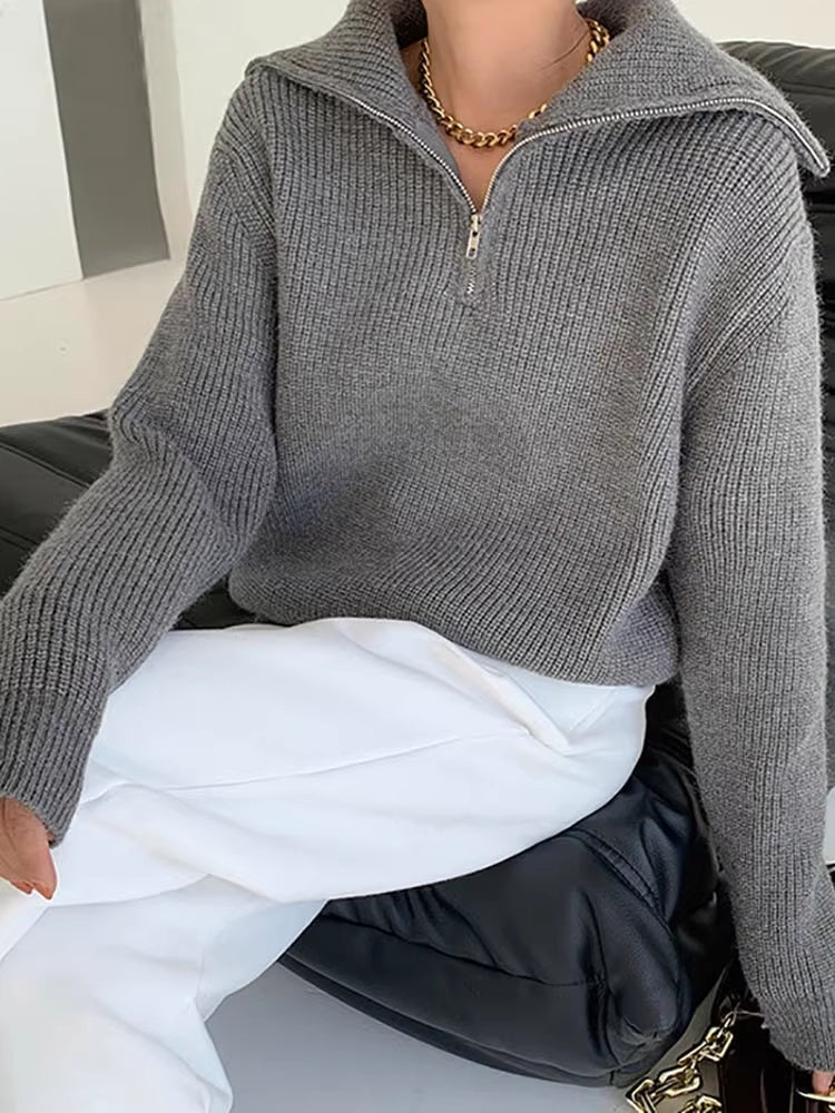 Warm Women's Wool Sweater – Elegant Cardigan for Autumn & Winter