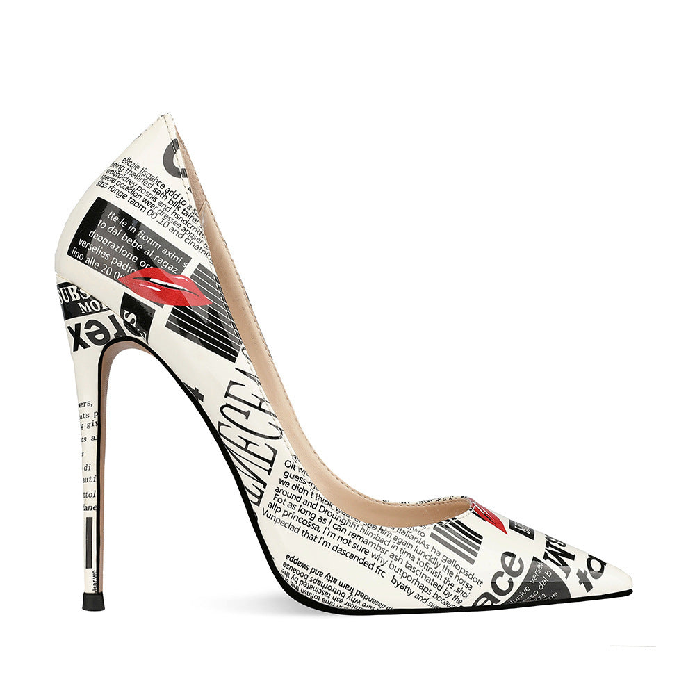 Graffiti High Heels for Women | Pointed 12 cm Stiletto Pumps