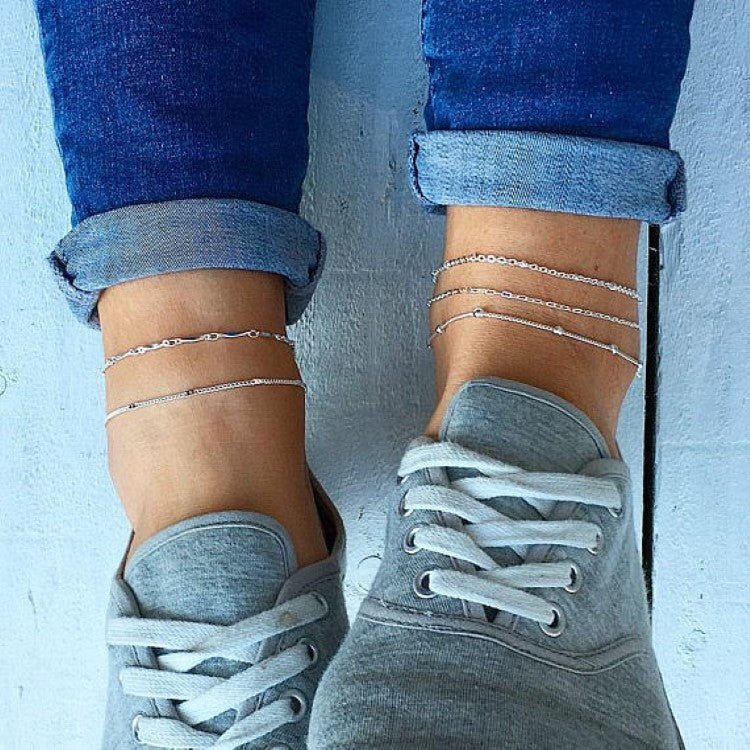 5-Piece Women's Anklet Set – Stylish, Simple & Versatile