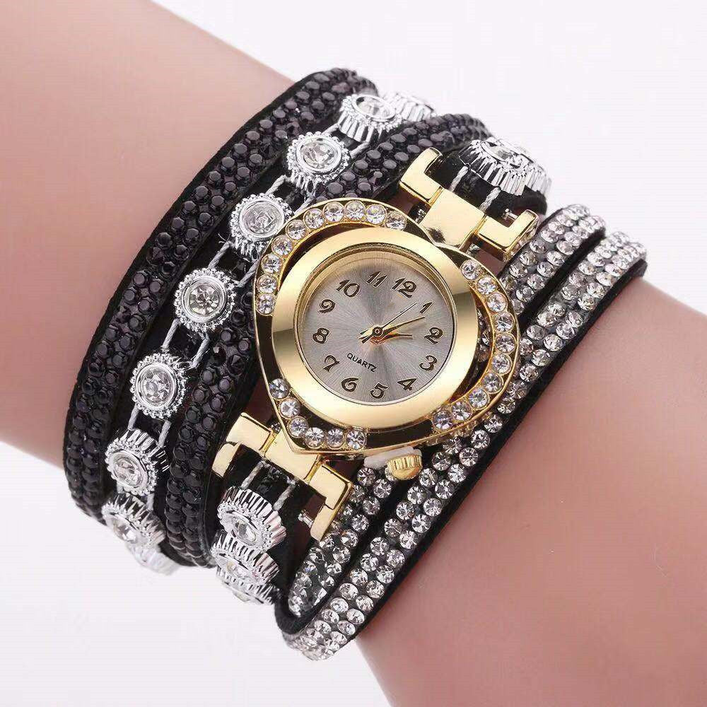 Personality Heart-Shaped Diamond Dial with Multicolor Bracelet