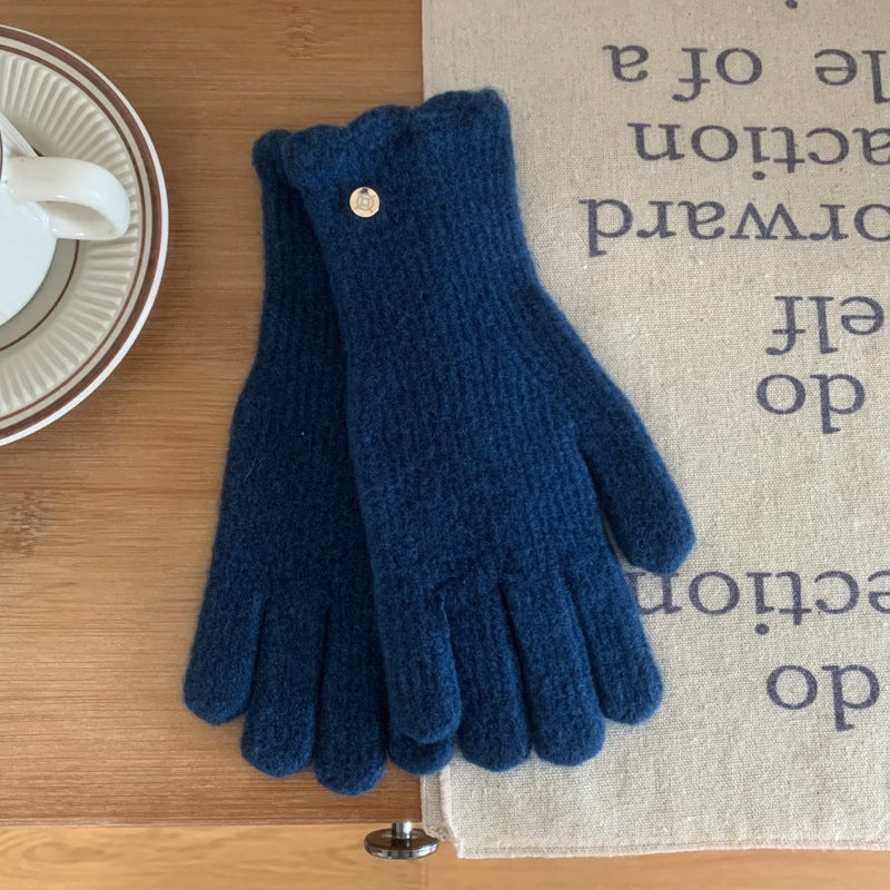 Damen Wollhandschuhe mit Rüschen – Warme Winterhandschuhe
