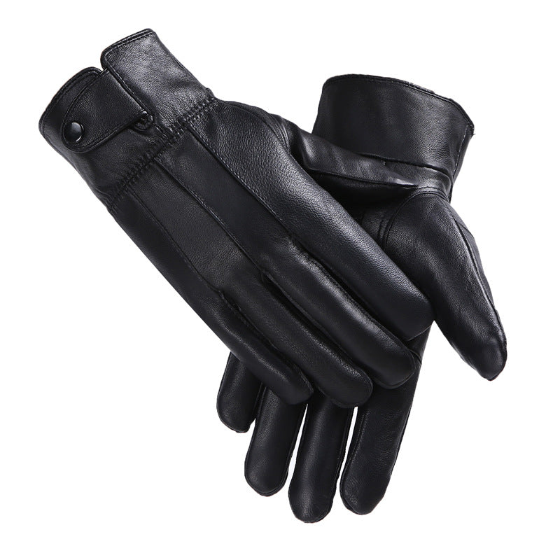 Men's Leather Mittens Lined Warm Windproof Winter