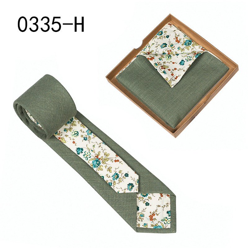 Herren Krawatte floral Baumwolle Einstecktuch elegant modern