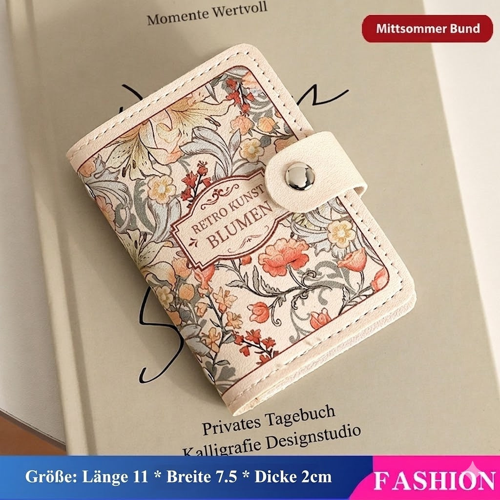 Women's Card Holder Retro Flowers Large Elegant Style