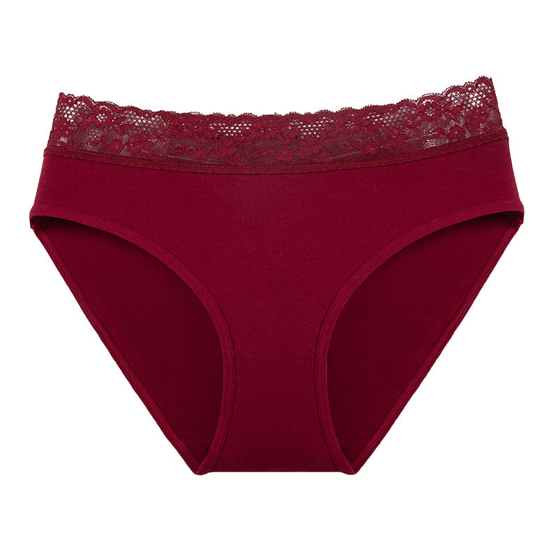 Women's High Waisted Cotton Briefs with Lace | Seamless Comfort**