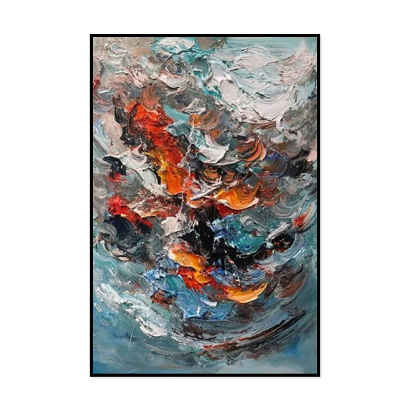 Large 3D Oil Painting | Colorful Abstract Canvas Scandinavian Wall Art