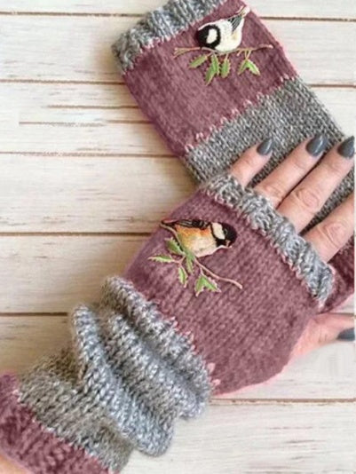 Damen Bestickte Winterhandschuhe – Modisch Warm & Elegant