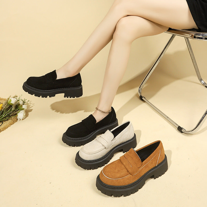 Women's Leather Platform Loafers | British Style Slip-On Elegant