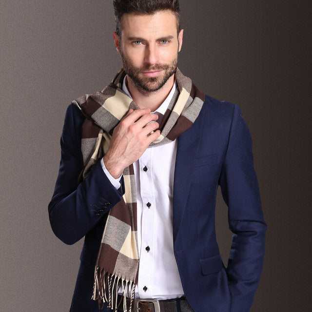 Men's Scarf Tartan Warm Winter Elegant European Style