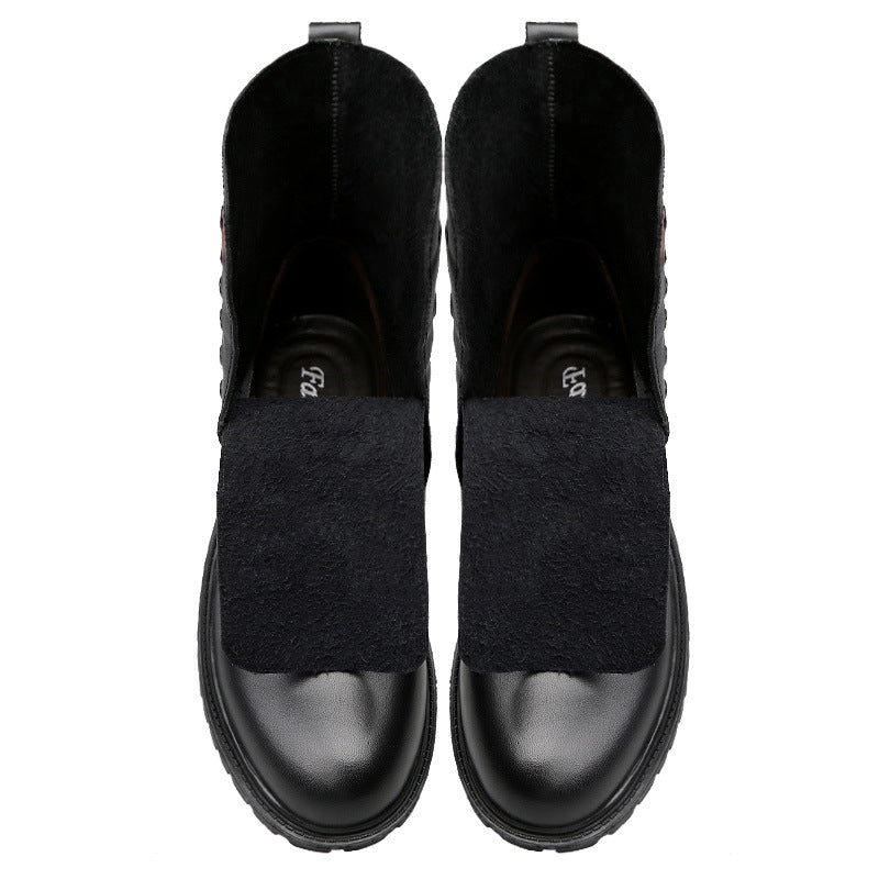Men's Winter Leather Boots with Fleece Lining – British Style Ankle Boots