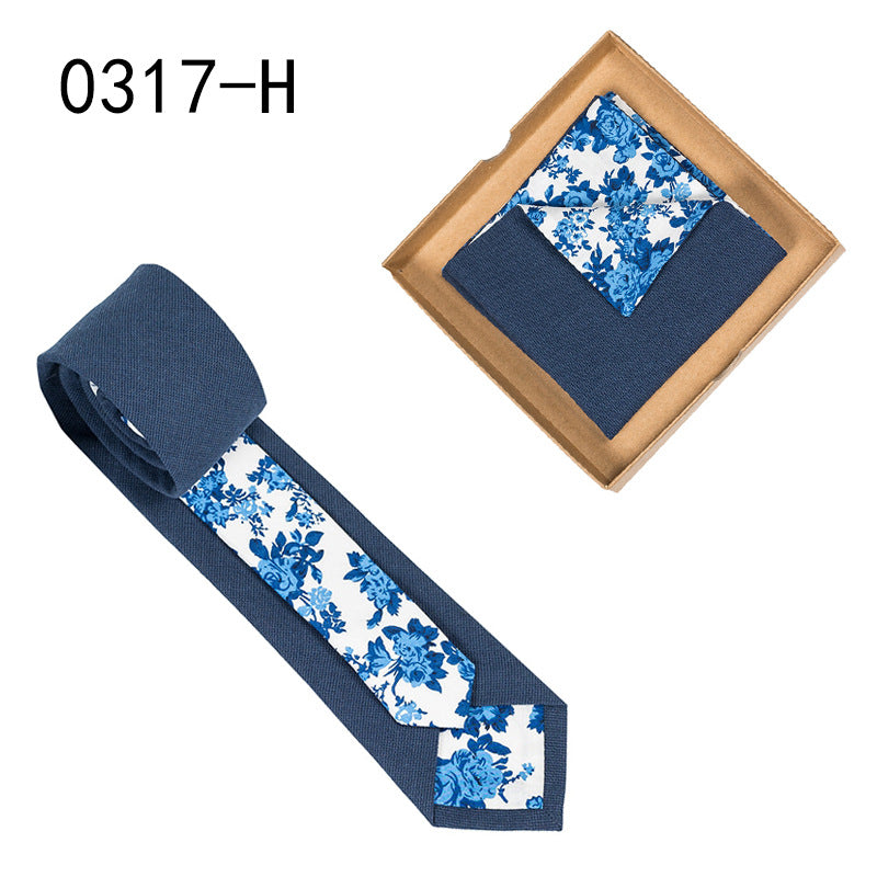 Herren Krawatte floral Baumwolle Einstecktuch elegant modern
