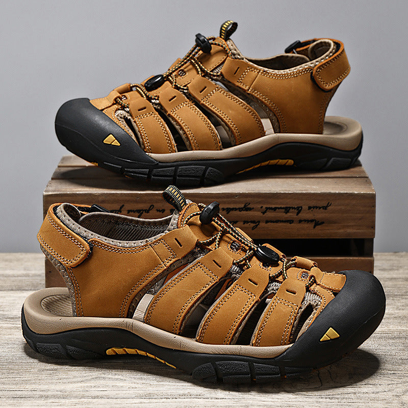 Men's XXL Genuine Leather Beach Sandals Premium Comfort Shoes