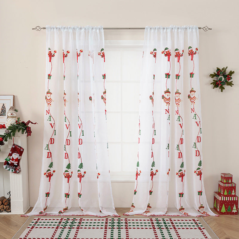 Christmas Curtain Embroidery | Festive Elegant Fir Tree