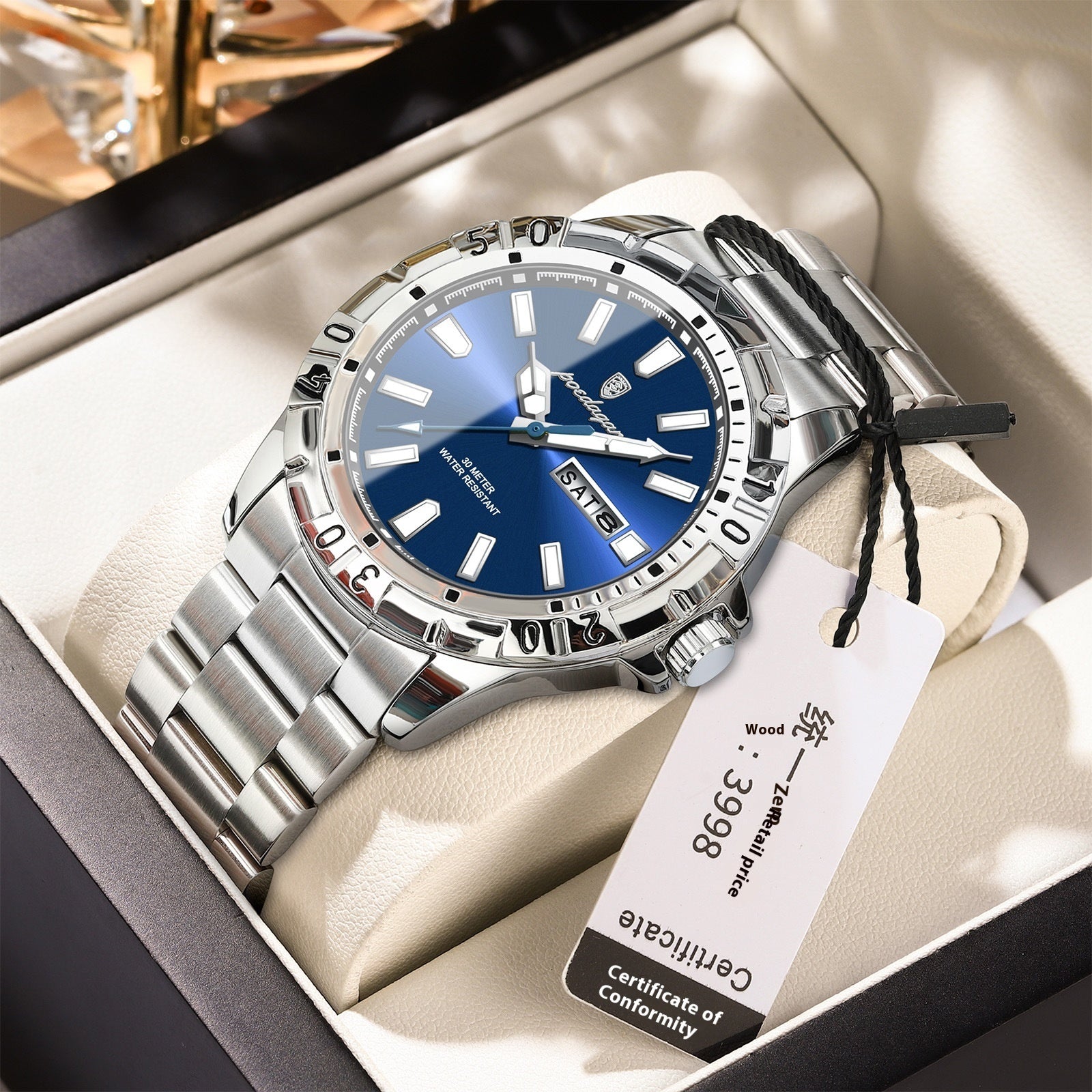Men's watch waterproof luminous | robust modern Swiss style