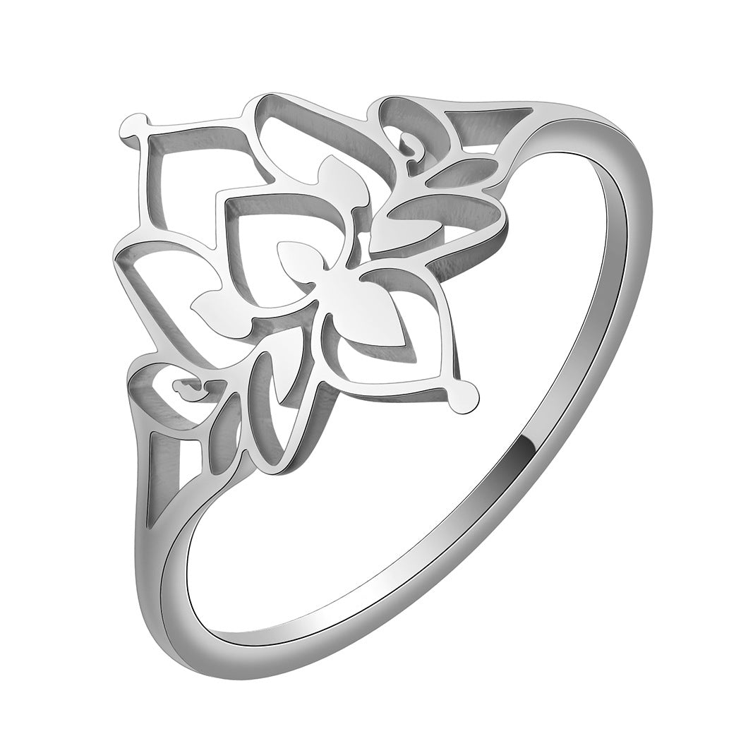 Trendiger Lotusblumenring aus Edelstahl