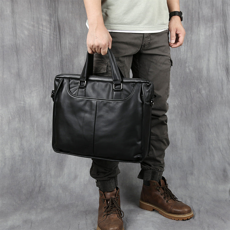 Men's Leather Casual Briefcase – Portable Business Laptop Bag