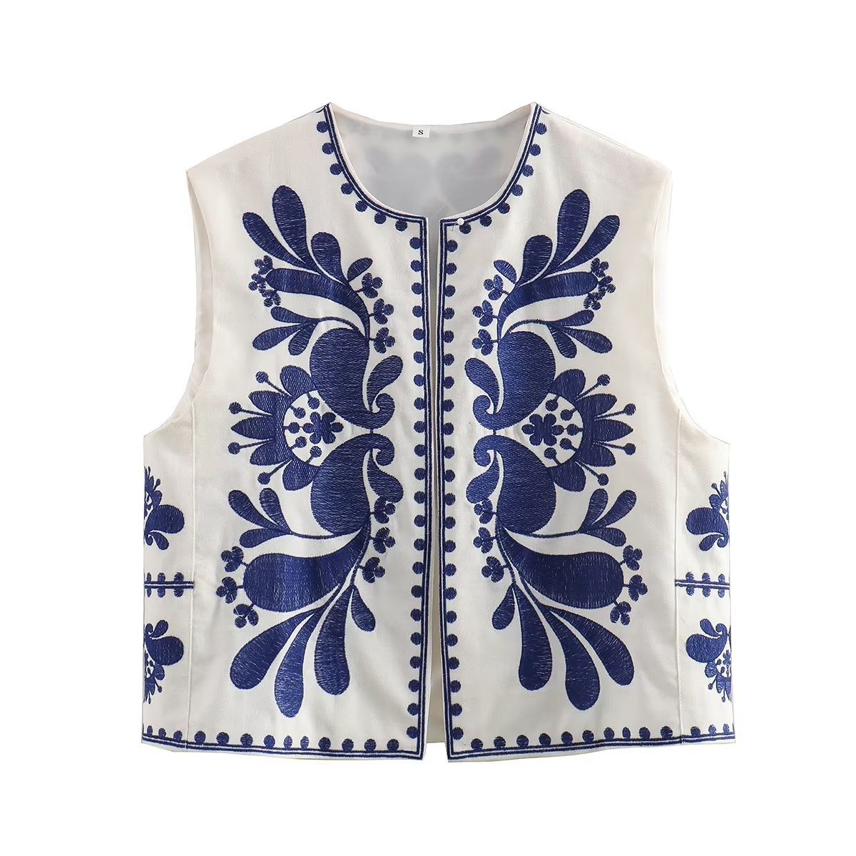 Damen Stickerei Weste Elegant | Ärmelloses Vintage Boho Top